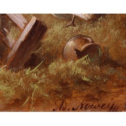 Tableau \"Montons et dindon\" signé A. NOWEY