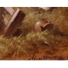 Tableau \"Montons et dindon\" signé A. NOWEY