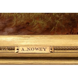 Tableau \"Montons et dindon\" signé A. NOWEY
