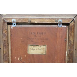Tableau \"Montons et dindon\" signé A. NOWEY