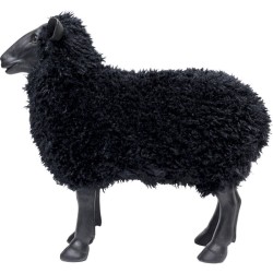 Mouton en résine avec fausse fourrure noire