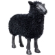 Mouton en résine avec fausse fourrure noire