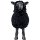 Mouton en résine avec fausse fourrure noire