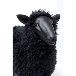Mouton en résine avec fausse fourrure noire
