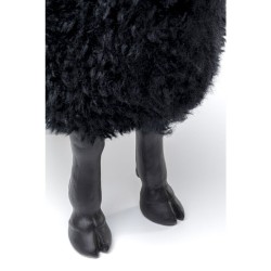 Mouton en résine avec fausse fourrure noire