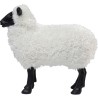 Mouton en résine avec fausse fourrure blanche