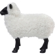 Mouton en résine avec fausse fourrure blanche