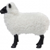 Mouton en résine avec fausse fourrure blanche