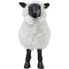 Mouton en résine avec fausse fourrure blanche