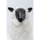 Mouton en résine avec fausse fourrure blanche