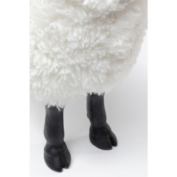 Mouton en résine avec fausse fourrure blanche