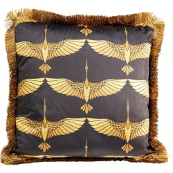 Coussin Grues dorées avec frange