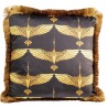 Golden Cranes cushion with fringe