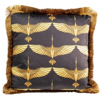 Coussin Grues dorées avec frange