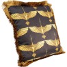 Golden Cranes cushion with fringe