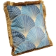 Coussin Feuilles bleues avec frange