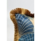 Coussin Feuilles bleues avec frange