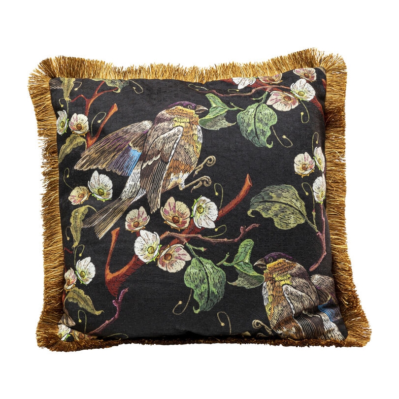 Coussin Oiseau avec frange