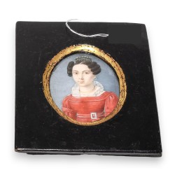 Miniature \"Dame en robe rouge\"