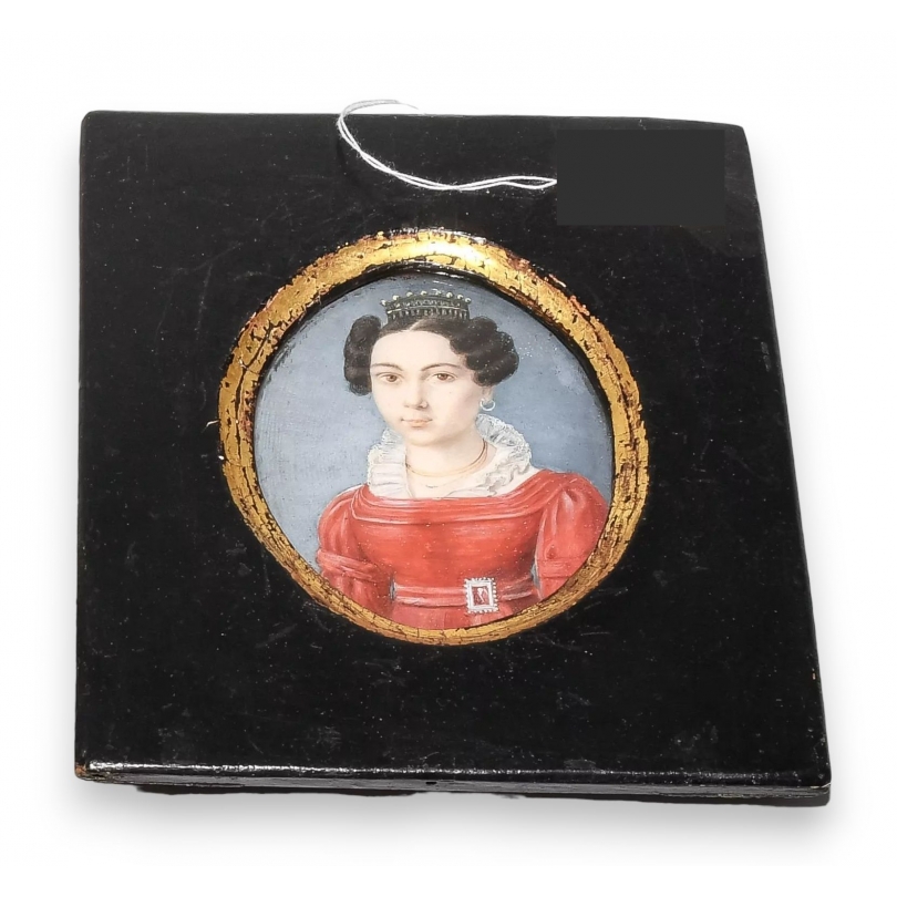 Miniature "Dame en robe rouge"