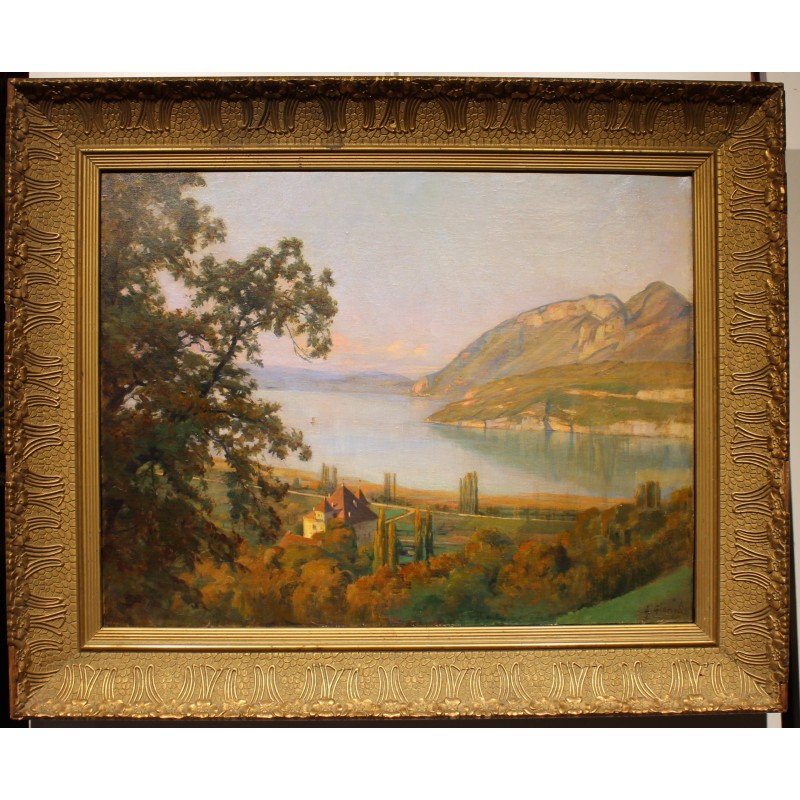 Tableau \"Lac d\'Annecy\" signé GIANOLI