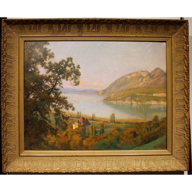 Tableau "Lac d'Annecy" signé GIANOLI