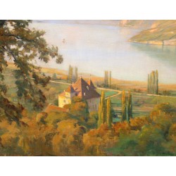 Tableau \"Lac d\'Annecy\" signé GIANOLI