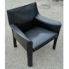 414 Cab armchair in black leather by Mario at  Moinat SA  - Antiques and home décor