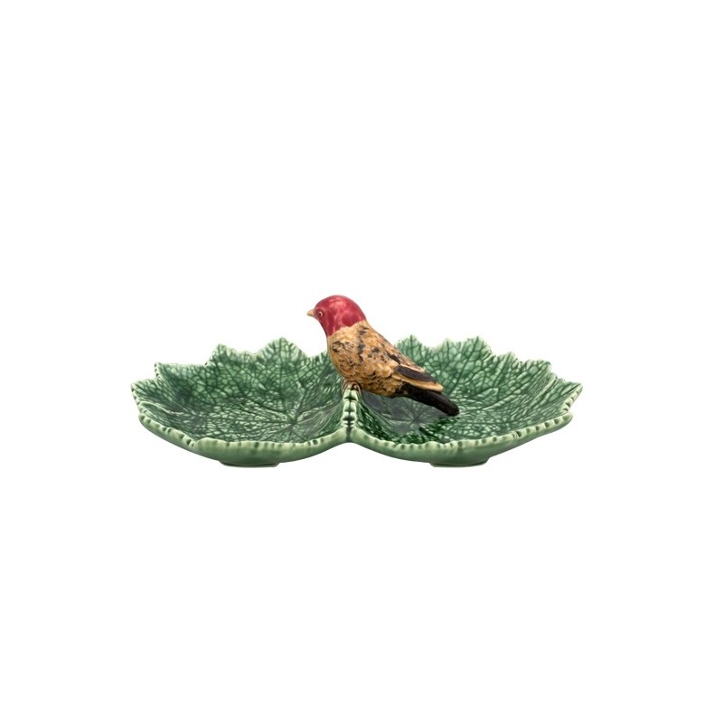 Bol double feuille avec un oiseau