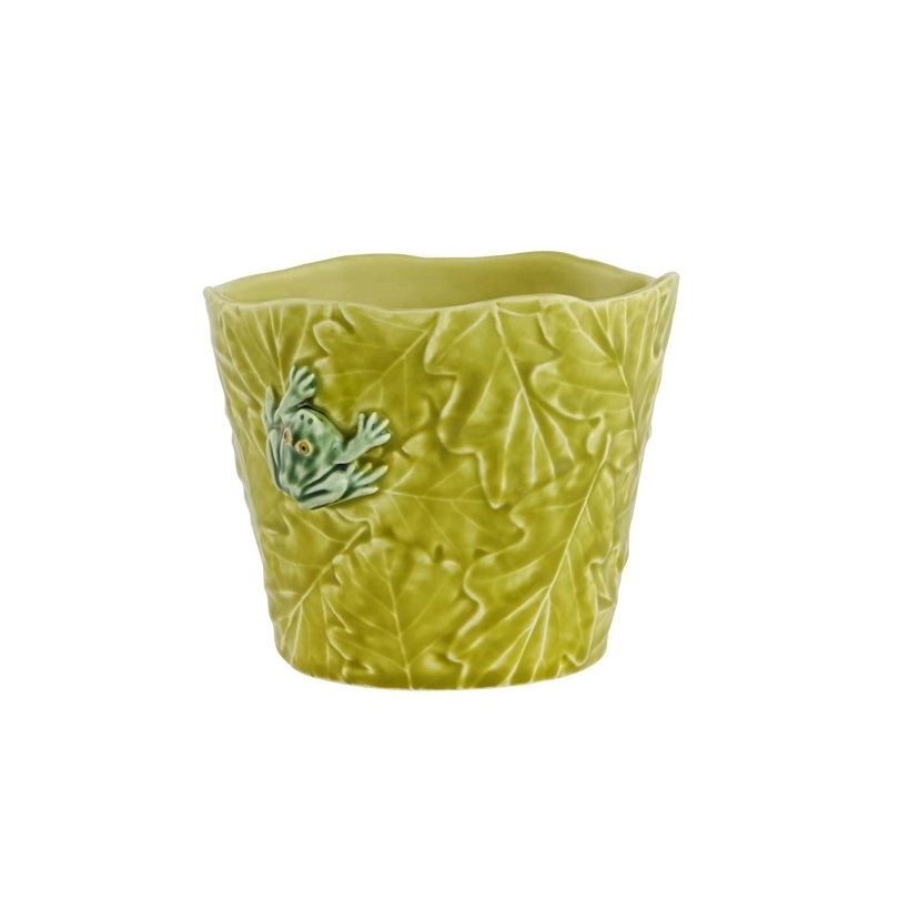 Cache-pot vert avec une grenouille
