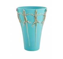 Vase turquoise avec lézards