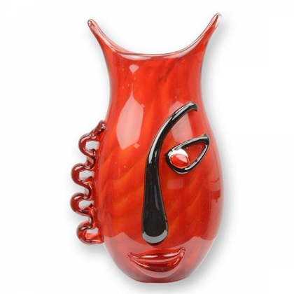 Vase en verre Abstrait style Picasso rouge