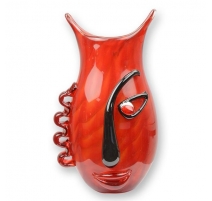 Vase en verre Abstrait style Picasso rouge