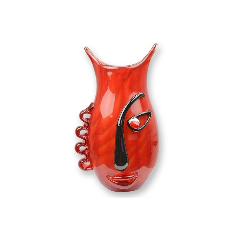 Vase en verre Abstrait style Picasso rouge