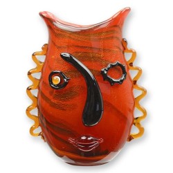 Vase en verre Abstrait style Picasso orange