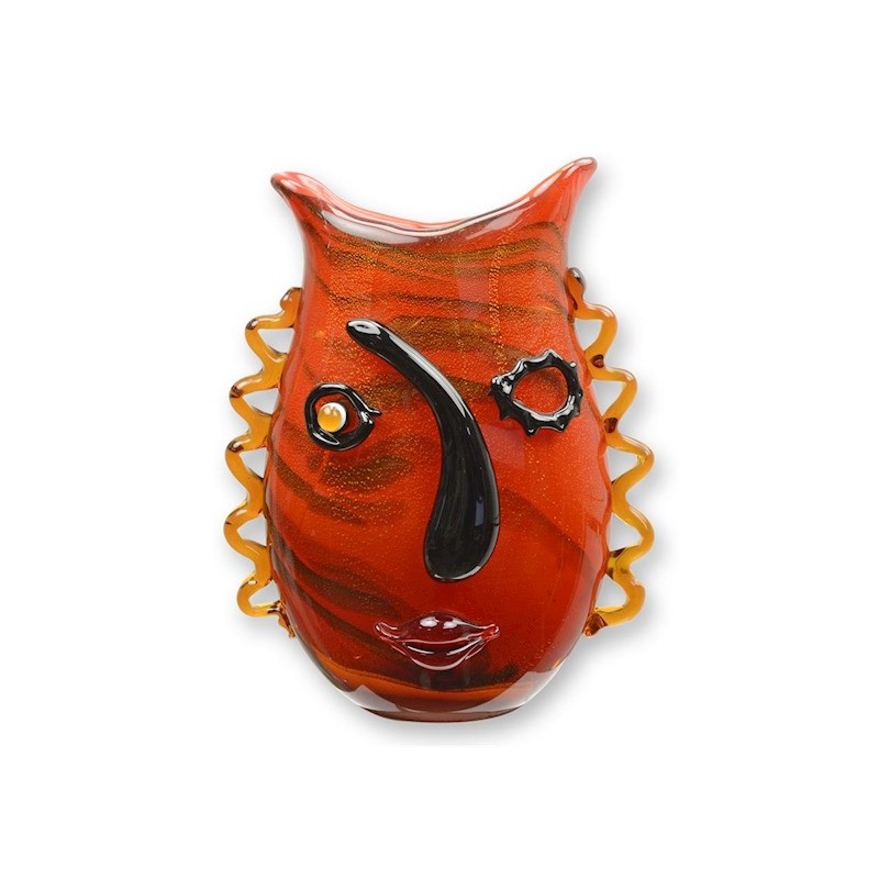 Vase en verre Abstrait style Picasso orange