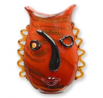 Vase en verre Abstrait style Picasso orange