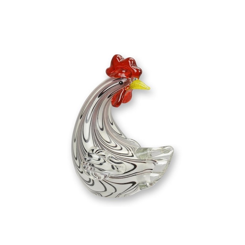 Sculpture en verre soufflé Poule