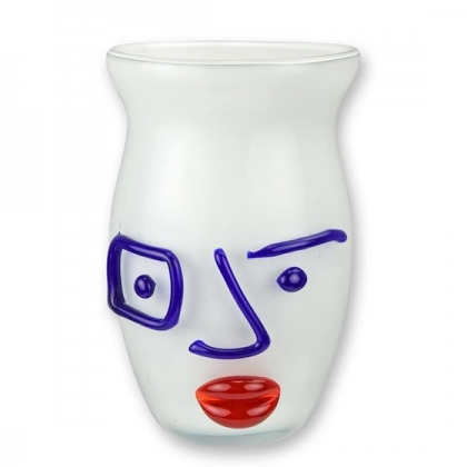 Vase en verre Abstrait style Picasso blanc