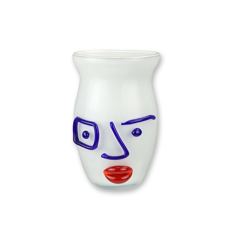 Vase en verre Abstrait style Picasso blanc