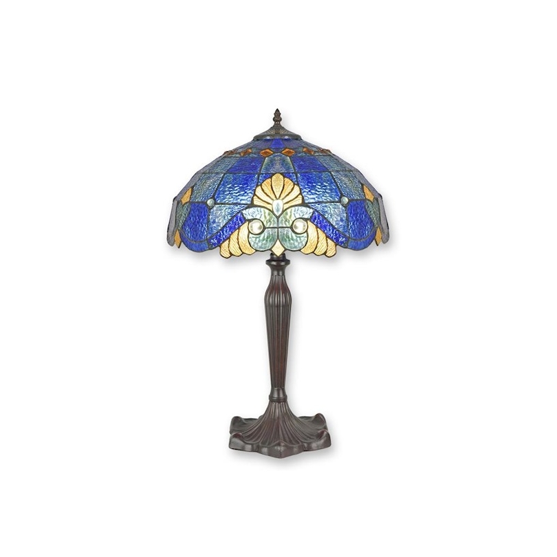 Lampe style Tiffany décor Géométrique bleu