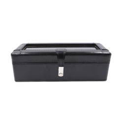 Black leather watch case – 3 compartments