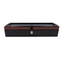 Étui à montres cuir noir & marron- 5 emplacements