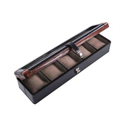 Black & brown leather watch case – 5 compartments