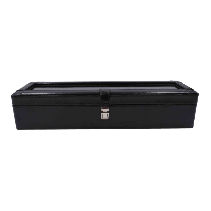 Black leather watch case – 5 compartments