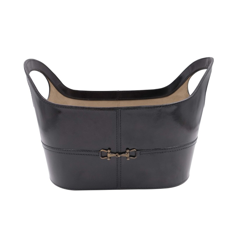 Ansel black leather magazine holder