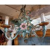 Painted iron chandelier "Pink Flowers" at Moinat SA – Antiques and home décor