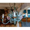 Painted iron chandelier "Pink Flowers" at Moinat SA – Antiques and home décor