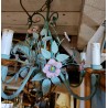 Painted iron chandelier "Pink Flowers" at Moinat SA – Antiques and home décor