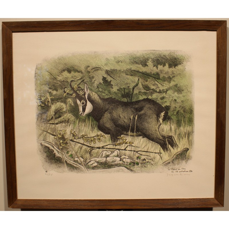 Engraving entitled ‘Chamois’, signed by RIME